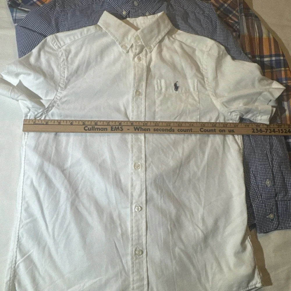 Ralph Lauren 3 Shirt Lot 2-L 14-16 SS White LS Gingham 1-XL 18-20 LS Plaid